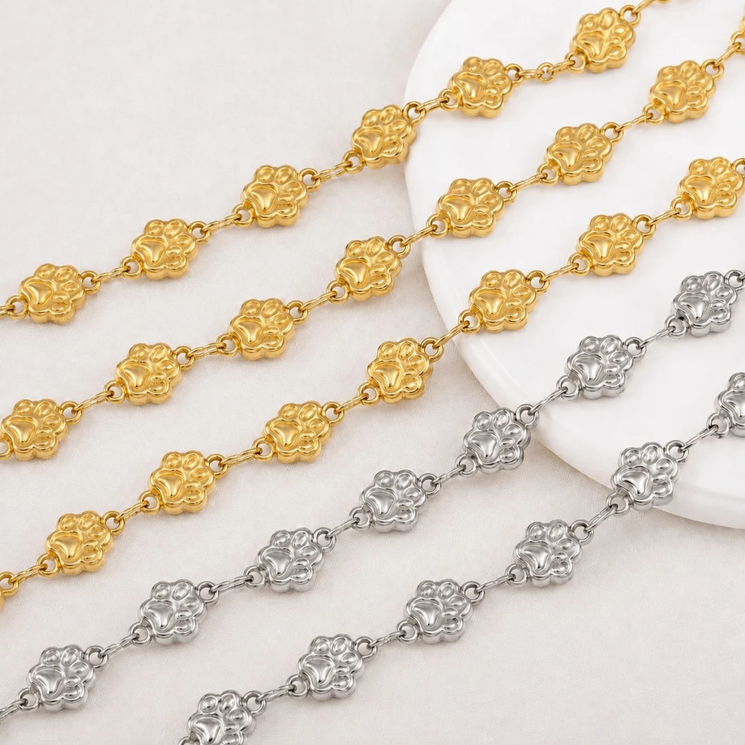 1 Meter Stainless Steel Chain for Jewelry Making Bear Claw Bow Chains for Necklace Bracelet Craft DIY Link Chains Bulk Jewelry