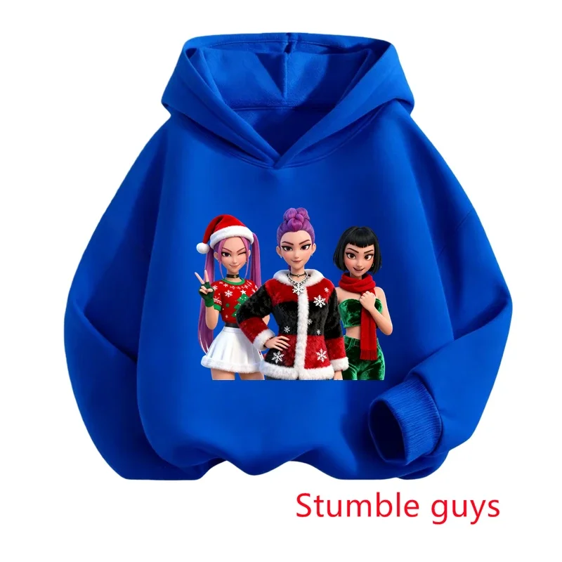 

Толстовка с капюшоном Kpop Demon Hunters для мальчиков, От 3 до 12 лет, осень-зима, Рождество, теплая, мягкая, с принтом Санта-Клауса, удобная толстовка с капюшоном ​