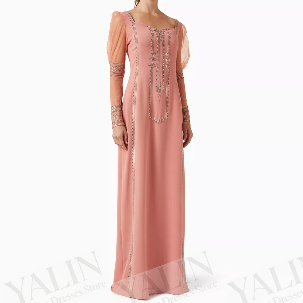 

Women's A-line Evening Dresses Floor-length V-neck Full Sleeve Prom Gown Fashion Sequined Draped Exquisite Customized Gowns