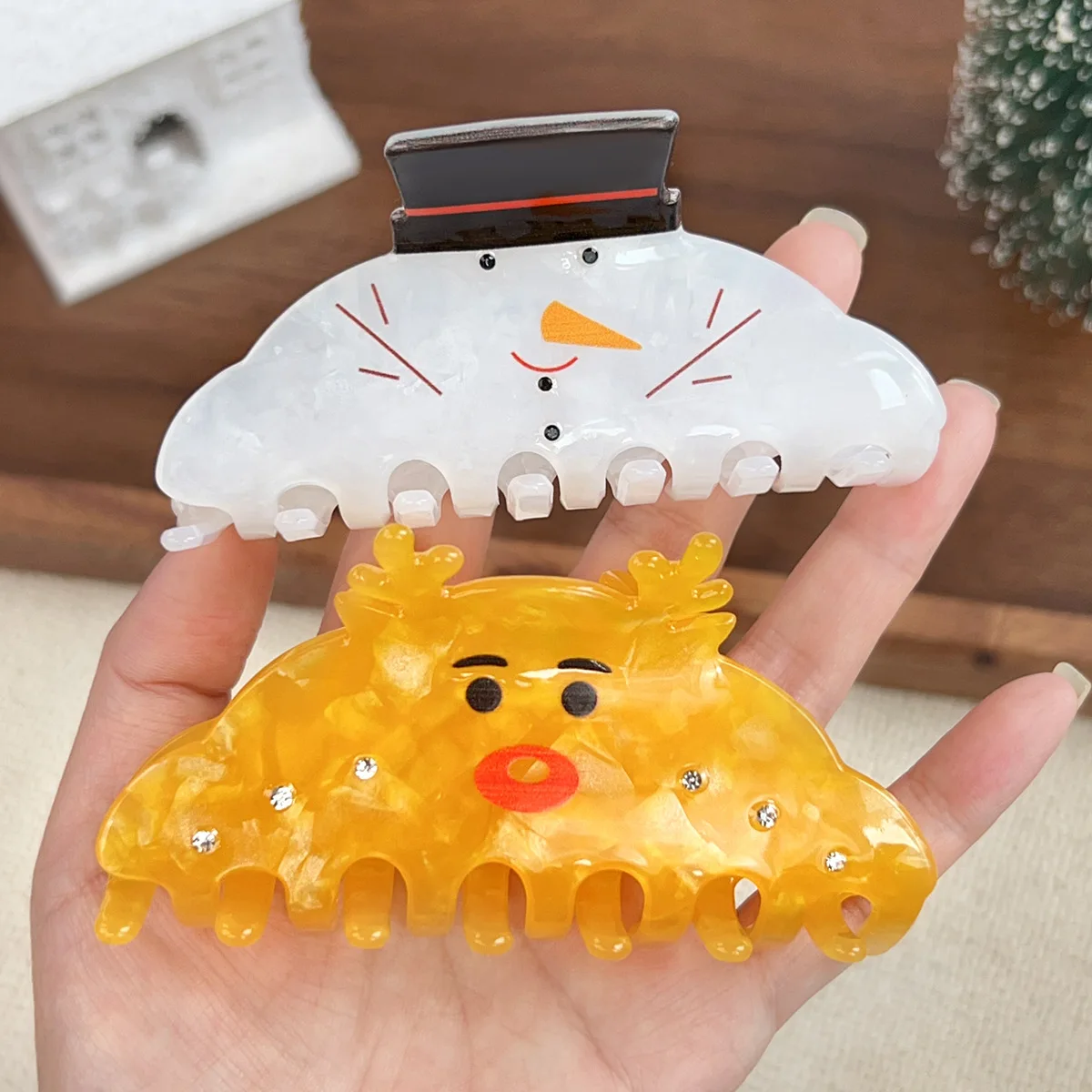 Christmas grab clip fun snowman elk hair grab back of head shark clip cute cute cute fun hair accessories headgear