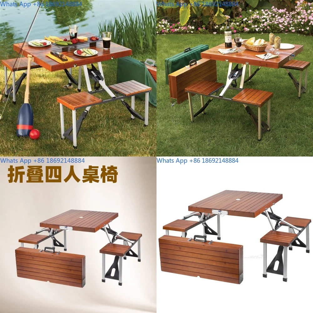 

Portable Folding Camping Table with Chair Set for Outdoor BBQ and Picnic Use