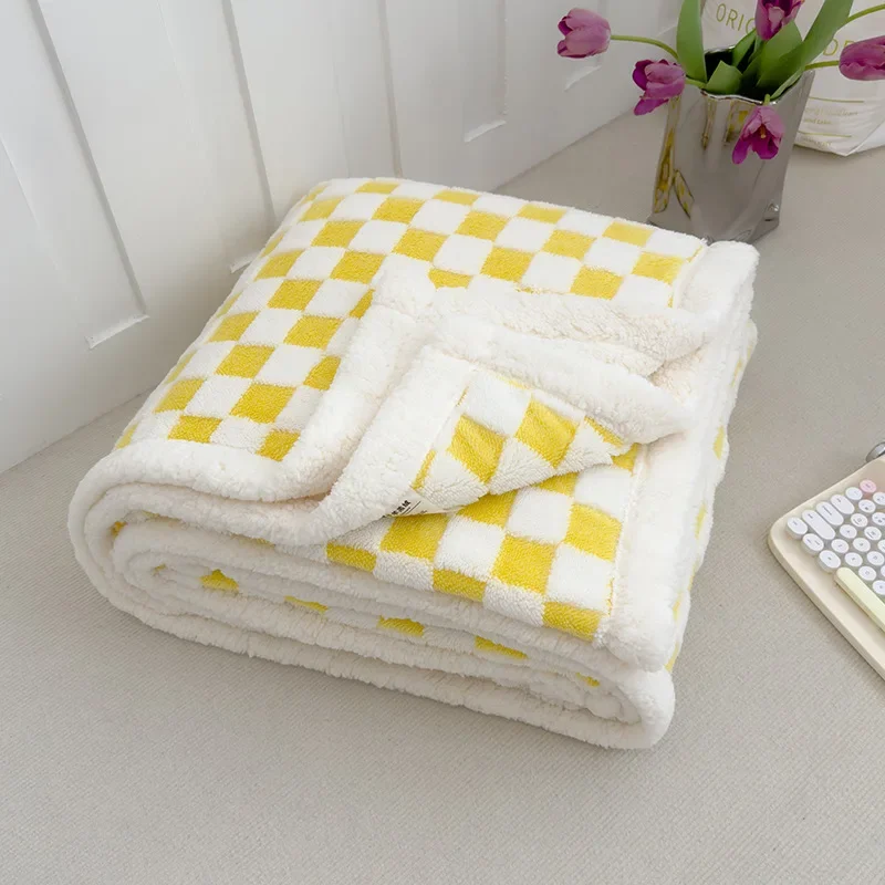 

Современное минималистское жаккардовое катионное одеяло, домашнее покрывало с кондиционером, клетчатое утолщенное теплое кашемировое двухслойное одеяло