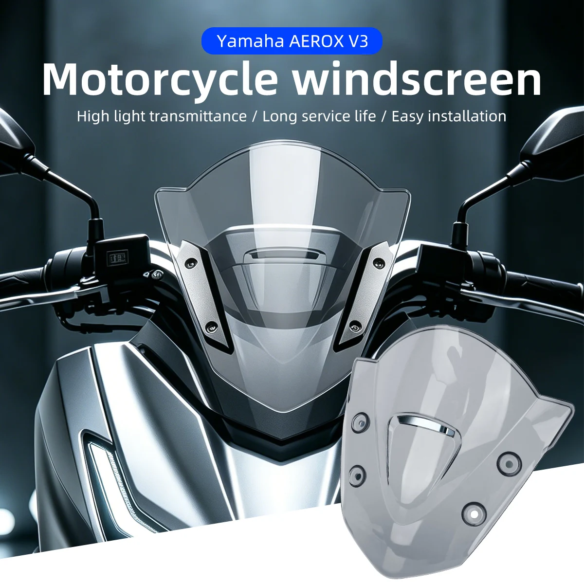 KEVANLY Motor Tall Windshield Visor Windscreen Cover For Yamaha AEROX V3 Double Bubble Wind Screen Deflector Prote