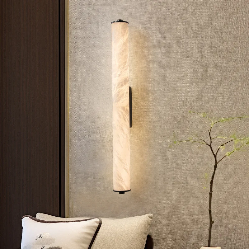 Spanish Marble LED Wall Light Gold Black Copper Indoor Living Room Bedroom Office Stairs Hotel Sconce 25/30/40/50/60cm Wall Lamp