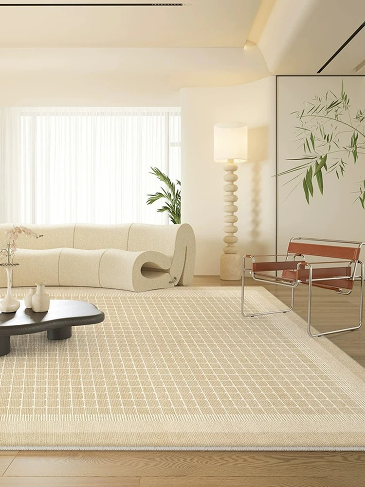 

Cream Art Carpet Beige Plaid Decoration Living Room Carpets Easy Clean Bedroom Rug Cloakroom Brown Non Slip Rugs Ковер 양탄자 Tapis