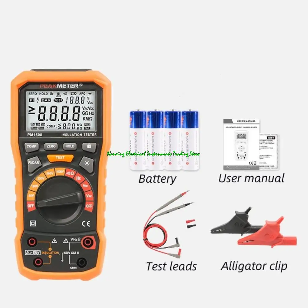 Imagem -03 - Precisão Digital Tester Isolamento 50v 100v 250v 500v 1000v Pm1508 10.0g Megohm Medidor Alta