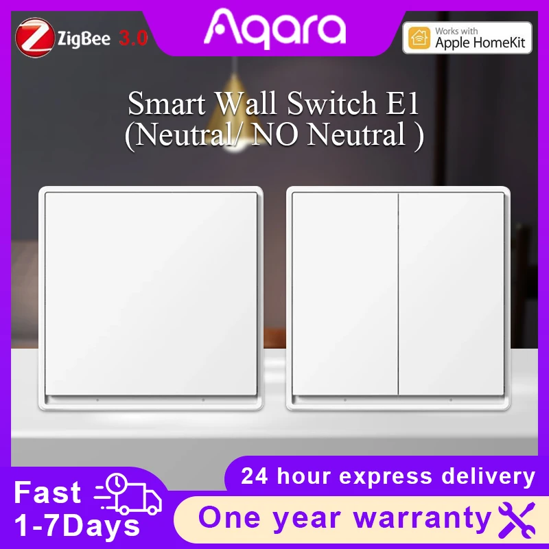 

Aqara Smart Wall Switch E1 ZigBee 3.0 Smart Home Wireless Key Light Switch Fire Wire With NO Neutral For Xiaomi Mi Home homekit