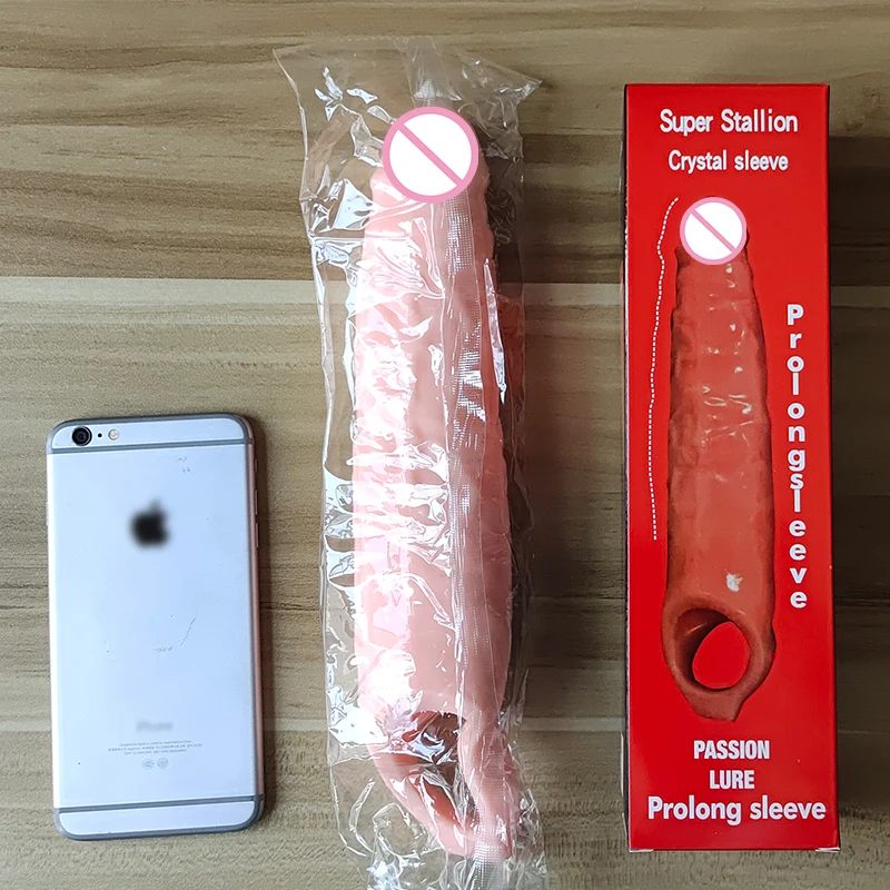 Man Nuo 28CM Huge Penis Enlargemen Condoms Extender Realistic Soft Penis Sleeve Reusable Condom Cock Ring Sex Toys For Men 88