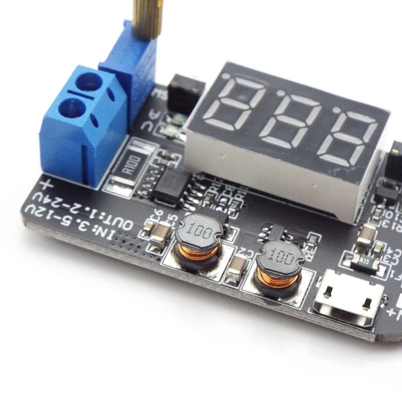 Current USB Micro USB Adjustable 5V to 9V 12V 18V 24V Buck-Boost Power Supply Voltage Regulator Module LED DisplayT1