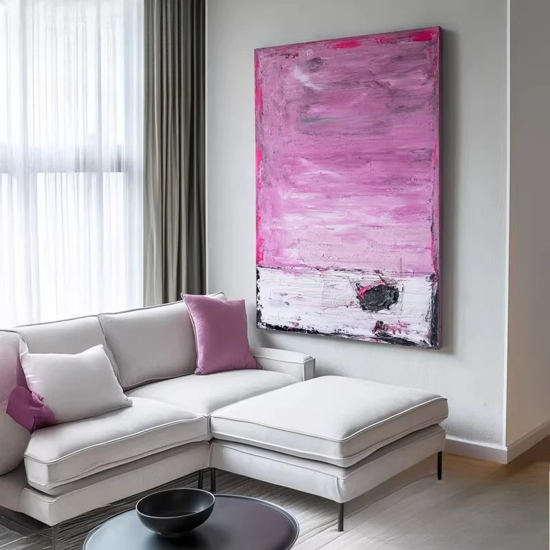 Pure hand-painted rose red abstract oil painting niche texture painting