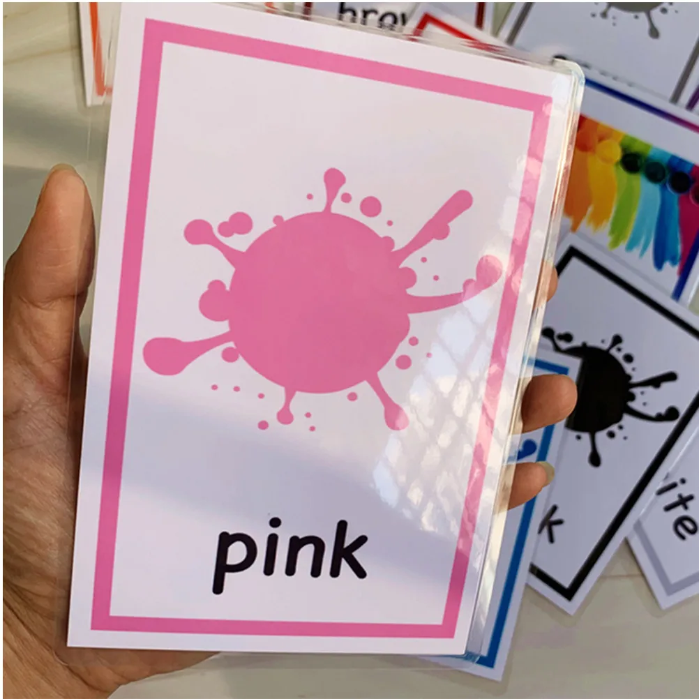 12 Sheets English Words Flash Cards Colorful Learning Cards for Kids Waterproof Alphabet Memory Game Literacy Fun Activity