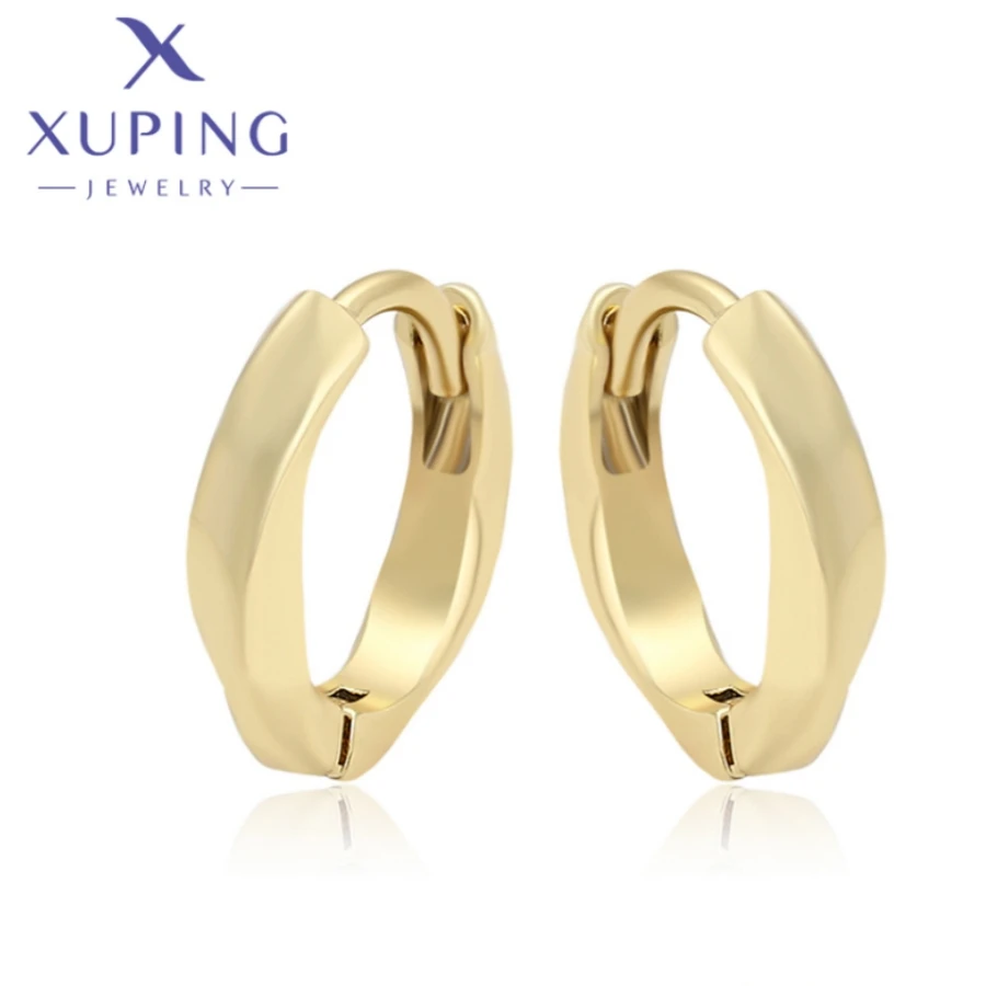 Xuping Jewelry Fashion Exquisite Circle Style Light Gold Color Earrings for Women Girl Christmas Best Friend Gift X000645564