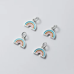 100% Real Sterling 925 Silver Accaccessories Rainbow Charm Pendant For Bracelets Necklaces Key Diy Material S0988