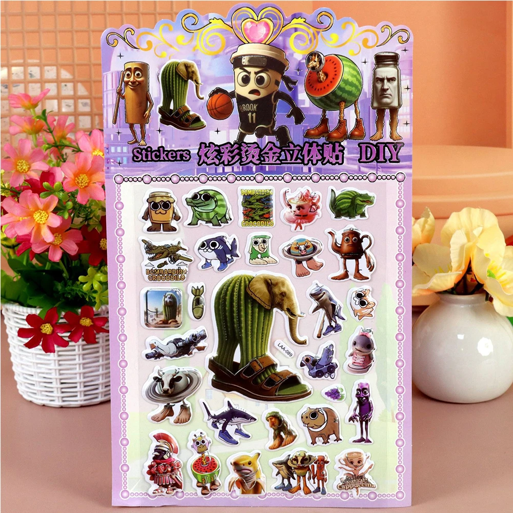 تونغ تونغ صحور الإيطالية Brainrot AI Abstrac الحيوان فقاعة منتفخ ملصقات الكمبيوتر المحمول جراب هاتف ثلاجة السيارة مضحك لاصقة تزيين #5