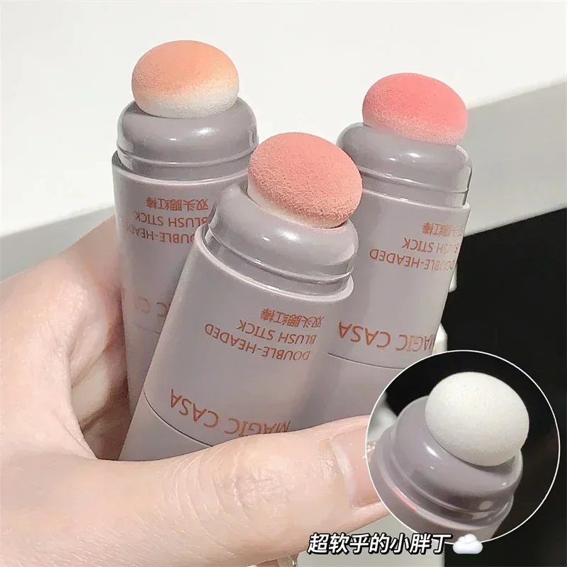 Double-Ended Blush Stick Esponja, Blush Facial Impermeável, Brilhante Face Contouring, Sombra Blush, Tint Cheek Cosméticos