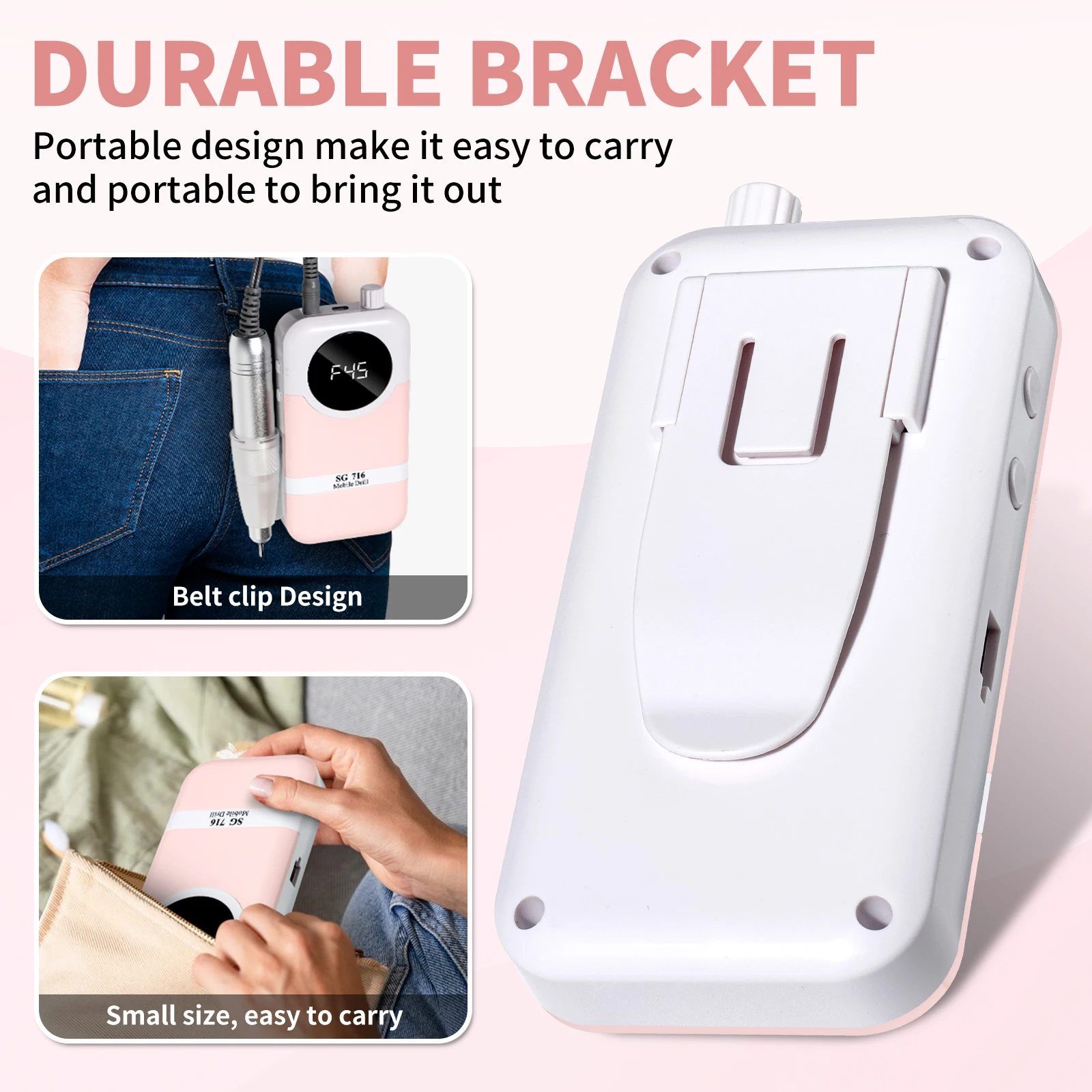 Professional 45000RPM Electric Nail Drill Rechargeable Nail File Low Noise Nail Sander File For Nail Polishing Salon Tool