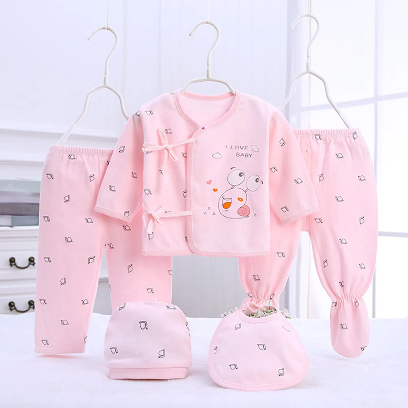 

Наряд для девочек, комплект нижнего белья из чистого хлопка из пяти предметов, одежда для новорожденных мальчиков и девочек, детская одежда, спортивная одежда