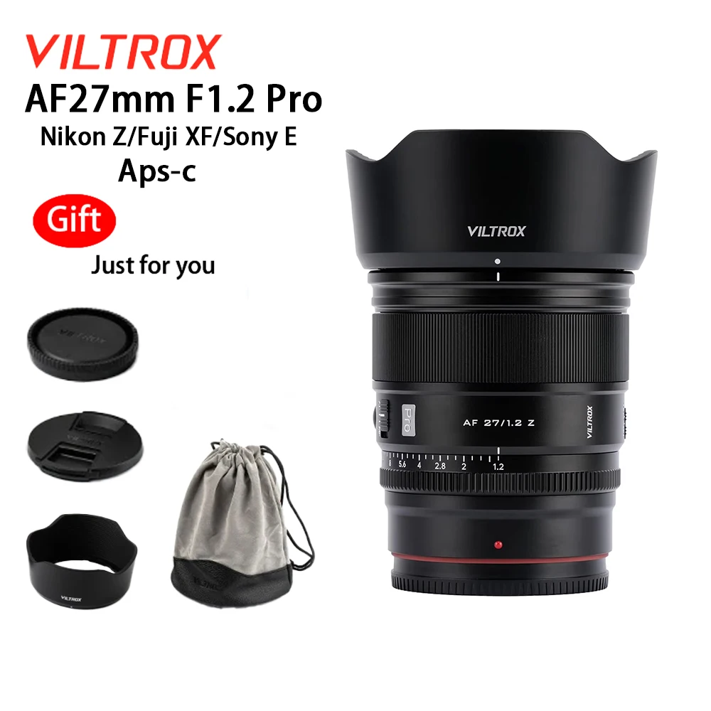 

Viltrox AF 27mm F1.2 Pro APS-C Wide Angle Auto Focus Camera Lens for Sony E ZVE10 Nikon Z Z30 Z50 Fujifilm XF XT30 XS20 27 1.2