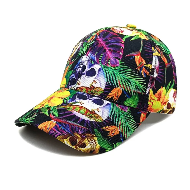 Spring and Summer Magic Mushroom Skull Print Baseball Hat Men and Women Outdoor Leisure Sunshade Cartoon Adjustable Sports Cap