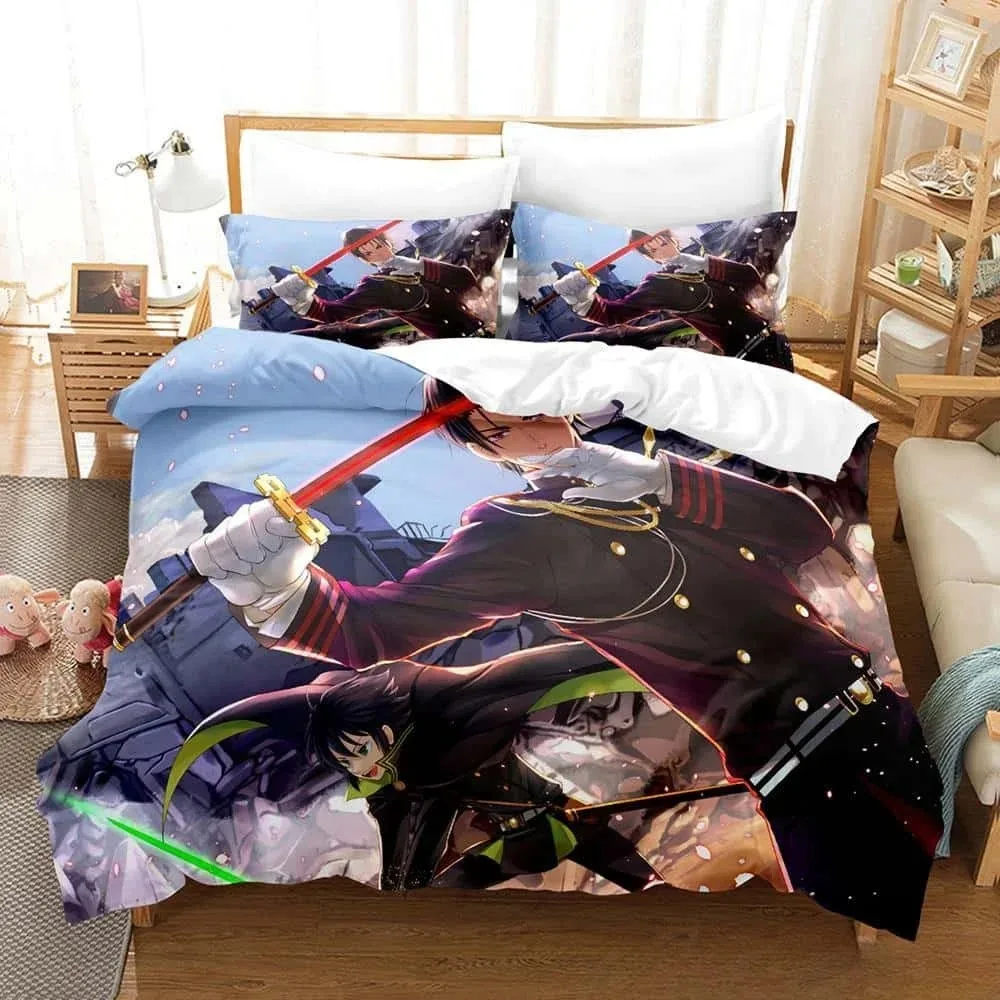 3D Anime Seraph of the end Bedding Set Single Twin Full Queen King Size Bed Set Adult Kid Bedroom Duvet Cover Sets Home Textiles