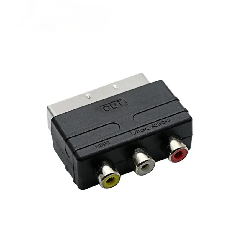 

21PIN SCART Male TO 3RCA JACKS INPUT AV Adapter Adaptor Converter for TV DVD VCR Game Player NES SNES