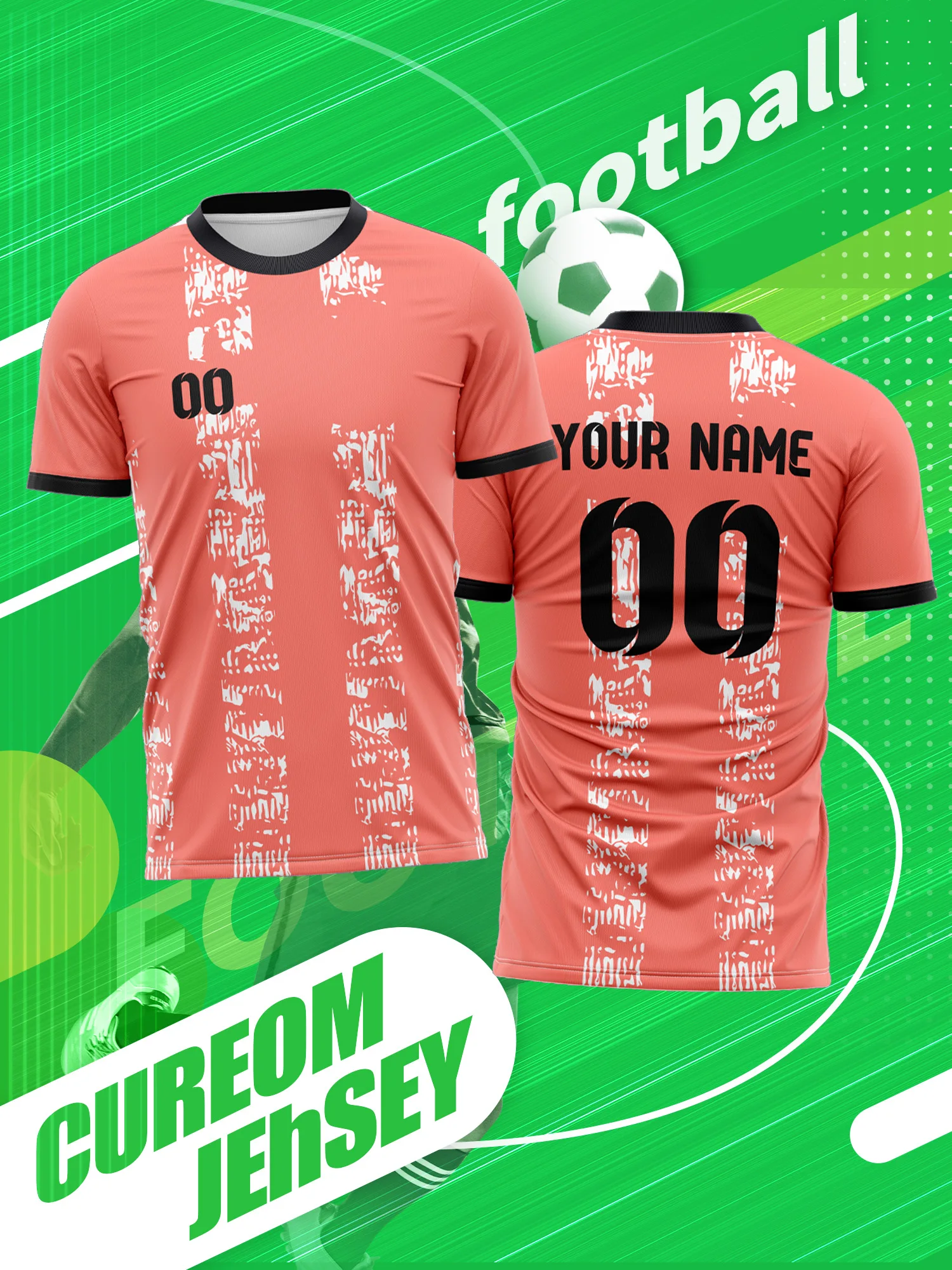 

Футболка для футбола с индивидуальным фото, именем и номером, стильный силуэт, современная эстетика, спортивная одежда