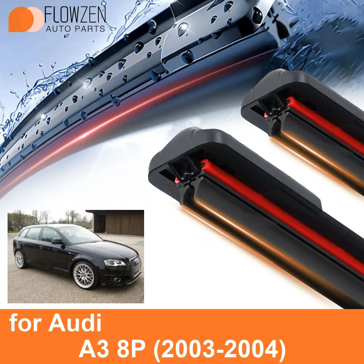 Auto Ruitenwisserbladen Voor Audi A 3 8P Dubbele Rubber Frameloze Bracketloze Auto Ruitenwissers Universele Zachte Accessoires 2003 2004