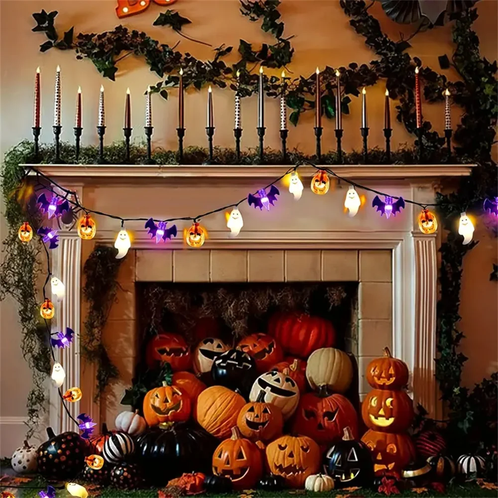 Halloween string lights pumpkin bat ghost Halloween string lights indoor home courtyard Halloween decorative lights