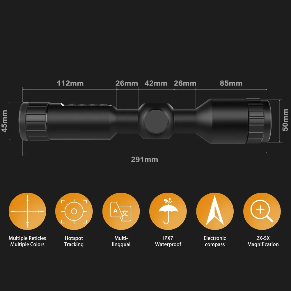2x-5x TGS300 1024x768 2-5x Multi-Linggual IPX7 Waterproof Thermal Monocular Night Vision Scope for Hunting