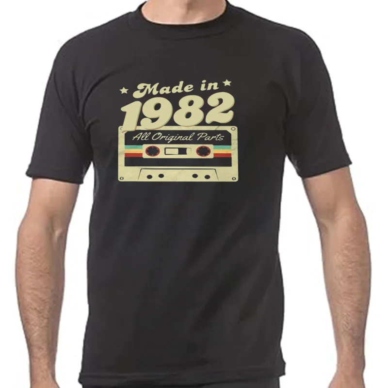 Made In 1982 All Original Parts T Shirt Men Cotton Tee Shirt Novelty Tshirt 42 Years Old 42th Birthday Mens Designer Clothes