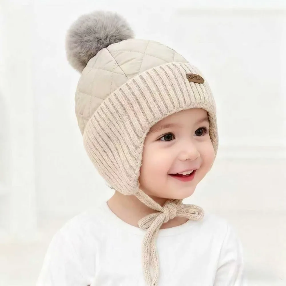 

New Warm Pullover Cap Windproof Coldproof Beanie Hat Pompom Knitted Lei Feng Hat Kids
