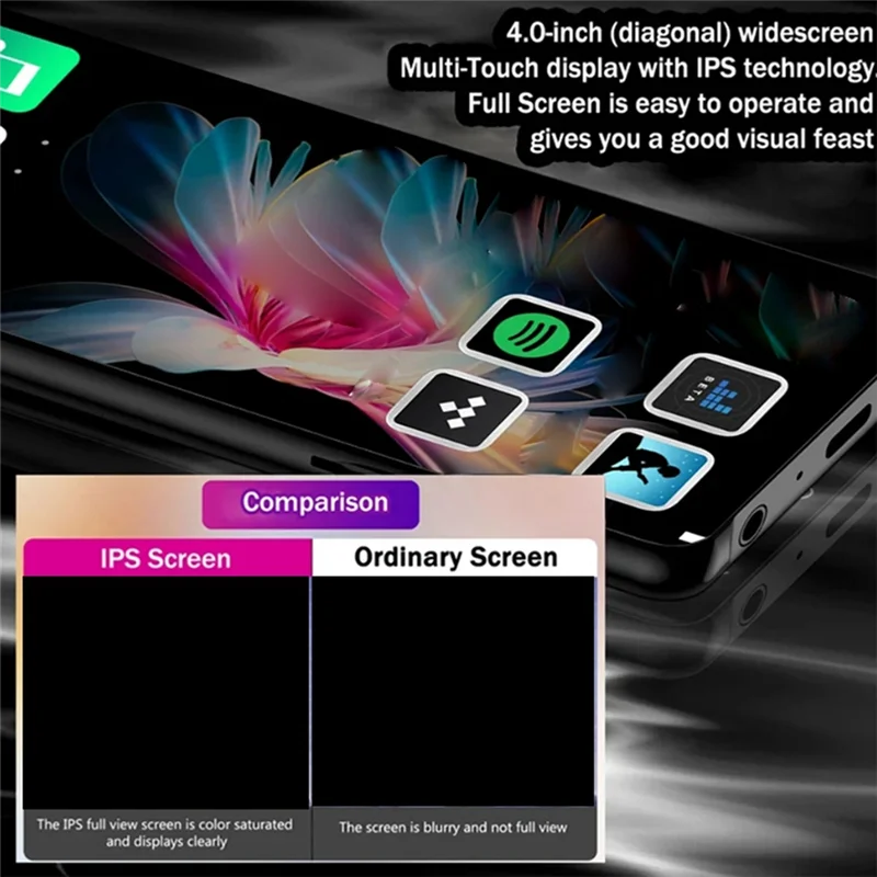 مشغل موسيقى HFES WIFI MP3 MP4 شاشة لمس 4 بوصة بلوتوث لنظام Android 8.1 مع مكبر صوت، FM، الكتاب الإلكتروني، مسجل، فيديو Du