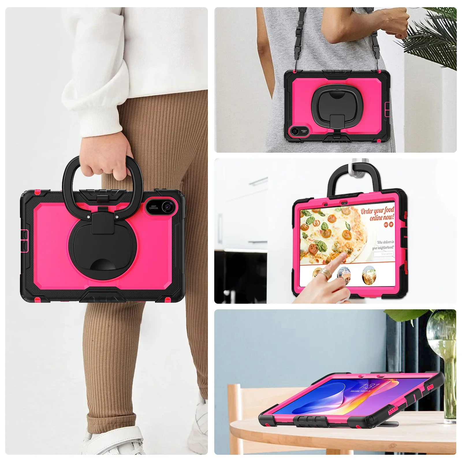 Pop For Kids Tablet Cover For New XIAOMI Redmi Pad 2 / SE 2 11 Inch 2025 360 Rotatable Rugged Shockproof Silicon PC Case Stand F