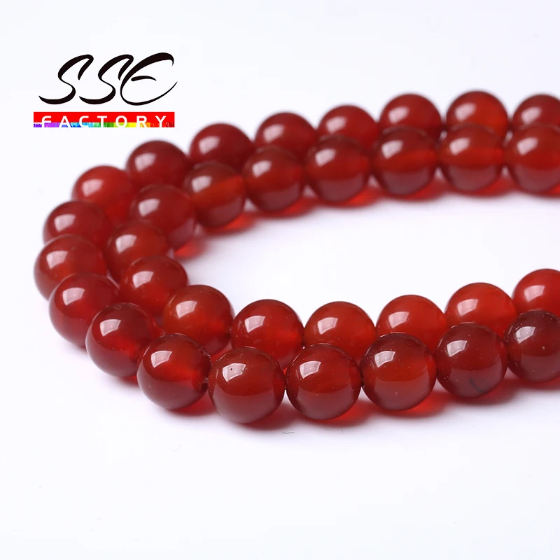 7A Natural Chinese Red Agates Stone Beads For Jewelry Making Round Loose Beads DIY Bracelets Necklaces 4 6 8 10 12 14mm 15\