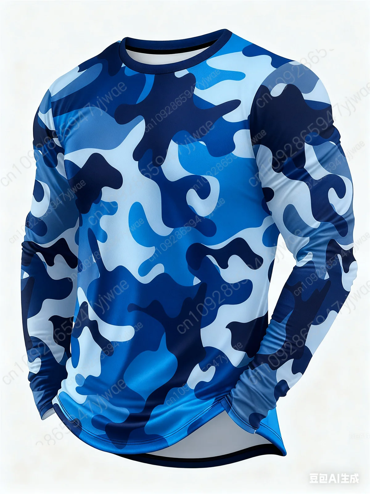 الرجال التمويه تي شيرت أنيق الرجال طويلة الأكمام التمويه طباعة قميص الخريف/الشتاء س الرقبة شخصية طويلة الأكمام تي شيرت #4