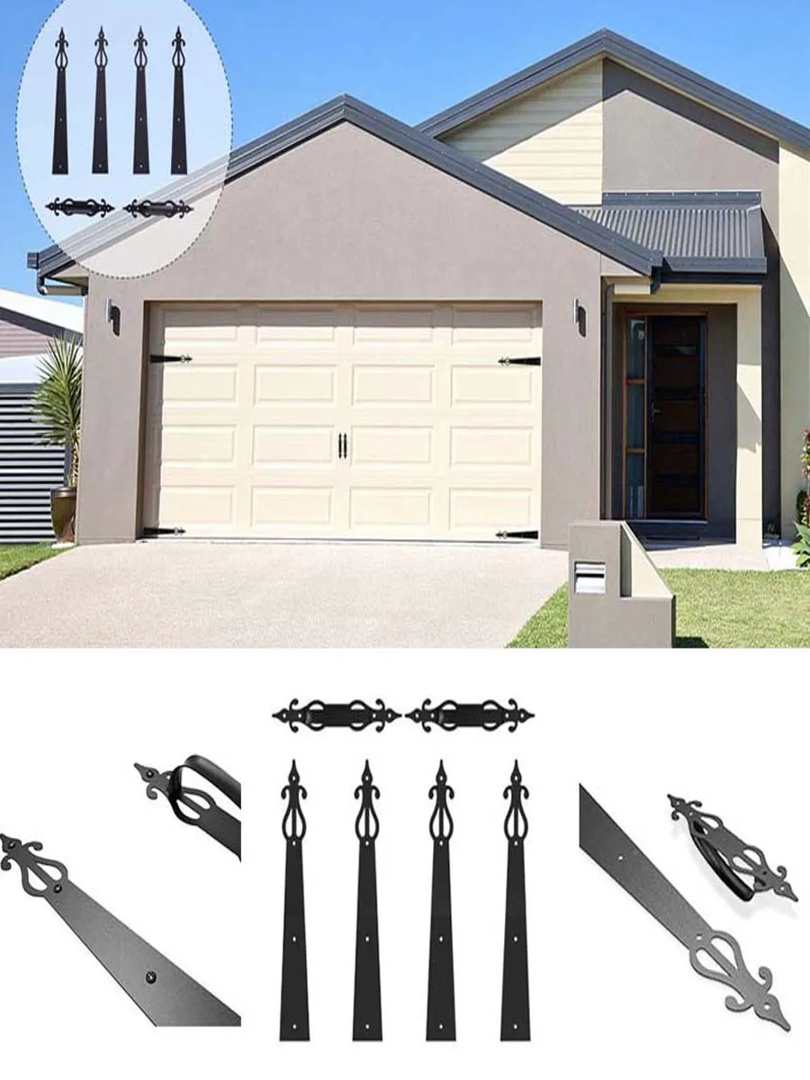 

CCJH Ornate Hinge Set Decorative Hinges with Handles for Garage Door Hinges and Handles