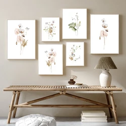 Floral Bouquet Watercolor Art Painting Japanese Ikebana Flowers Wall Pictures Minimalist Poster Canvas Print Bedroom Home Decor