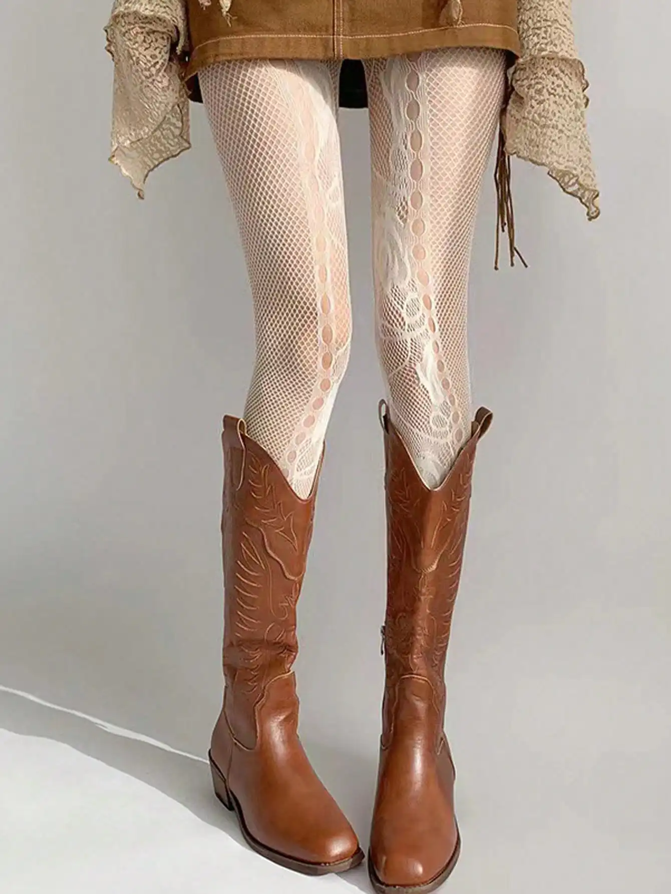 

Пара женских колготок в сеточку, модные колготки в стиле Лолиты JK с кружевной сеткой y2k