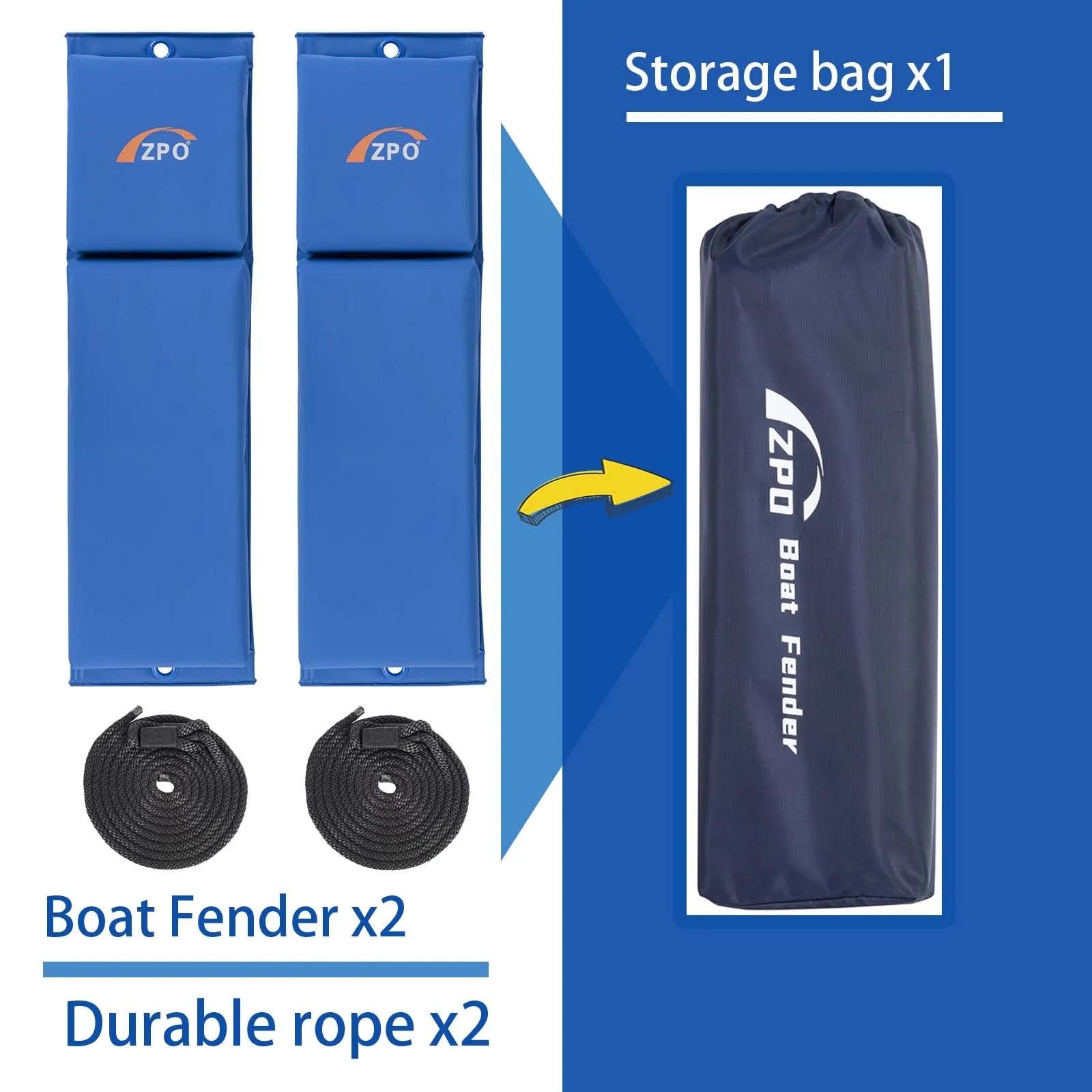 ZPO Jetski-Bootsfender, Bootsstoßstangen zum Dockieren, 2er-Pack Bootsfender mit 2 langlebigen Seilen für Jetski, 24 x 6 x 2,5 Zoll – Detail 6