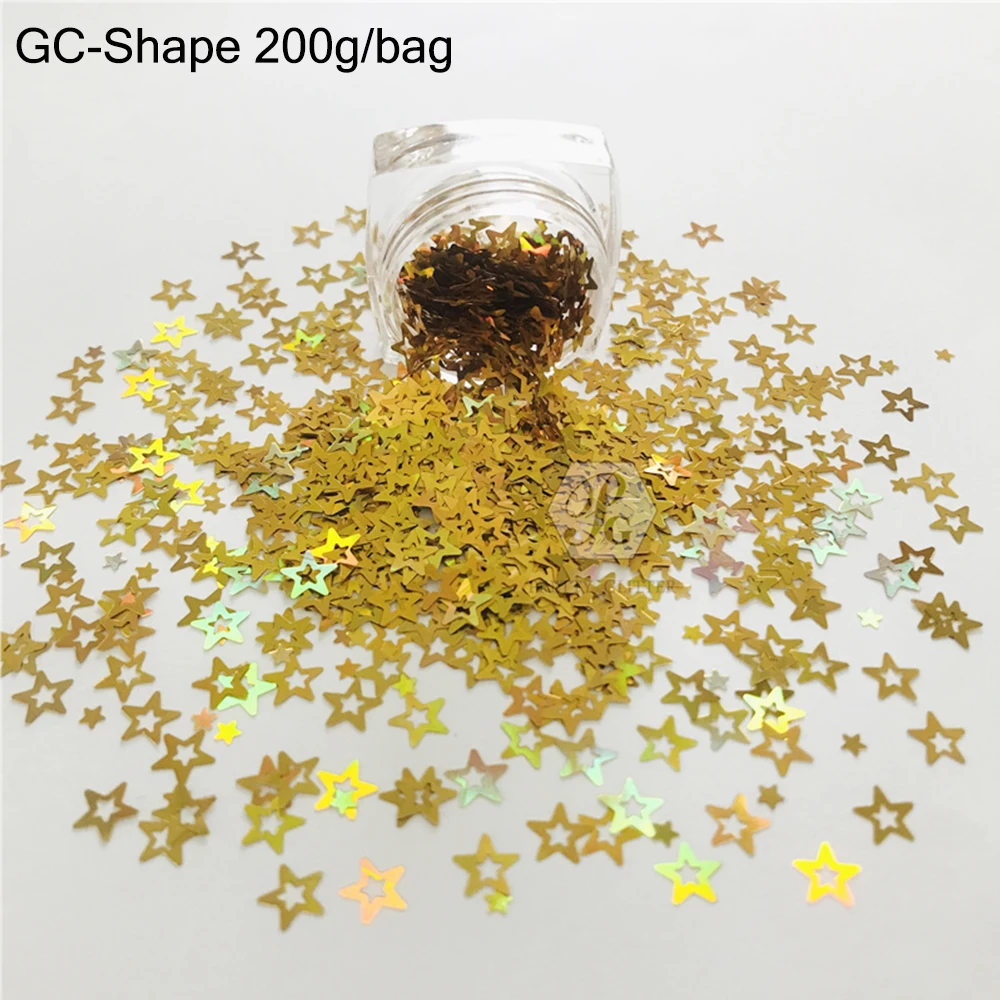 PrettyG Wholesale 5mm LOGO Shape Glitter Holographic Color Glitter Sequins for Resin DIY Art Craft Nail Decoration Accessories