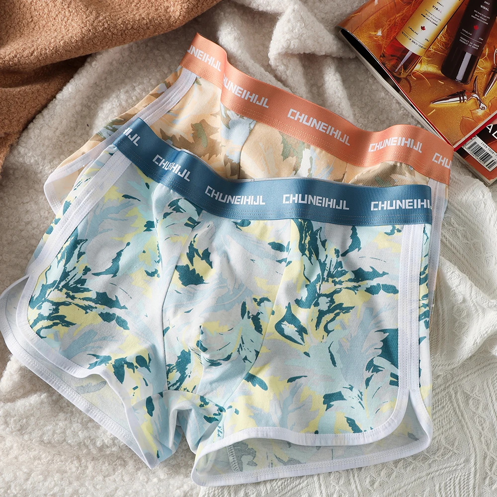 

3 шт./упак., модные хлопковые дышащие мужские трусы с принтом, антибактериальное сетчатое нижнее белье с высоким эластичным поясом, боксеры Hombre