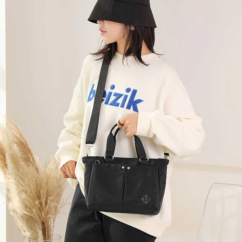 Casual Solid Color Women Bags Nylon Cloth Lady Messenger Bag Top Handle Bags High Quality Durable Waterproof Crossbody Bags