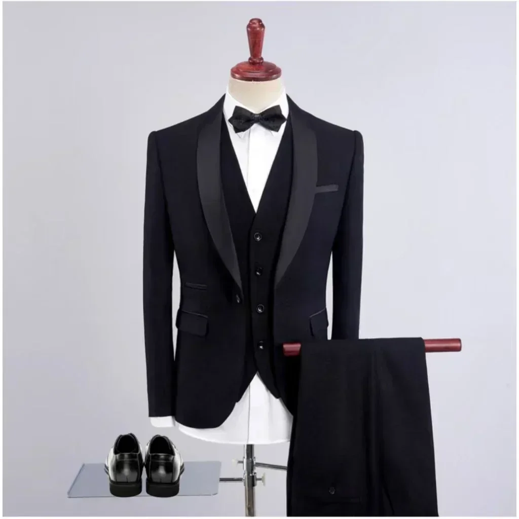 

Men's Slim Fit 3 Piece Suit Set - Wedding Tuxedo Blazer Vest Pants Formal Groomsmen Prom Dinner Business Costumes
