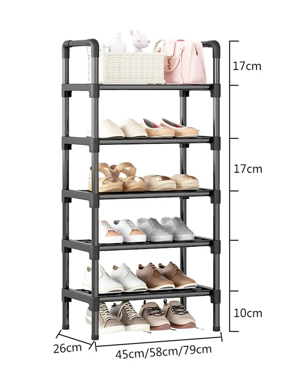 Black Elevated Shoe Rack Small  Simple Multi-layer Shoe Cabinet Home Entrance Rental Housing Dormitory Storage Rack New 2023