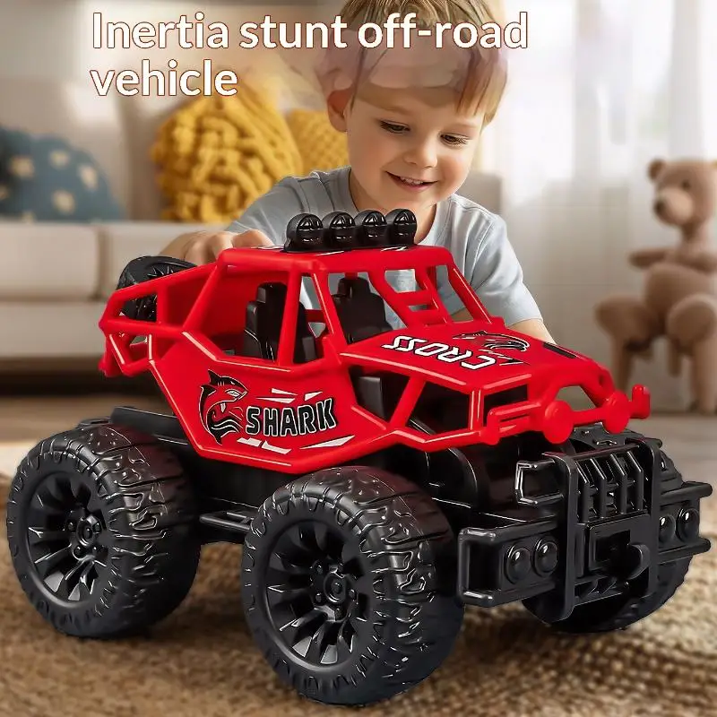 Monster Truck Inertia Toy for Kids Friction Powered Off Road Plastic Vehicle Rugged Car for Playtime