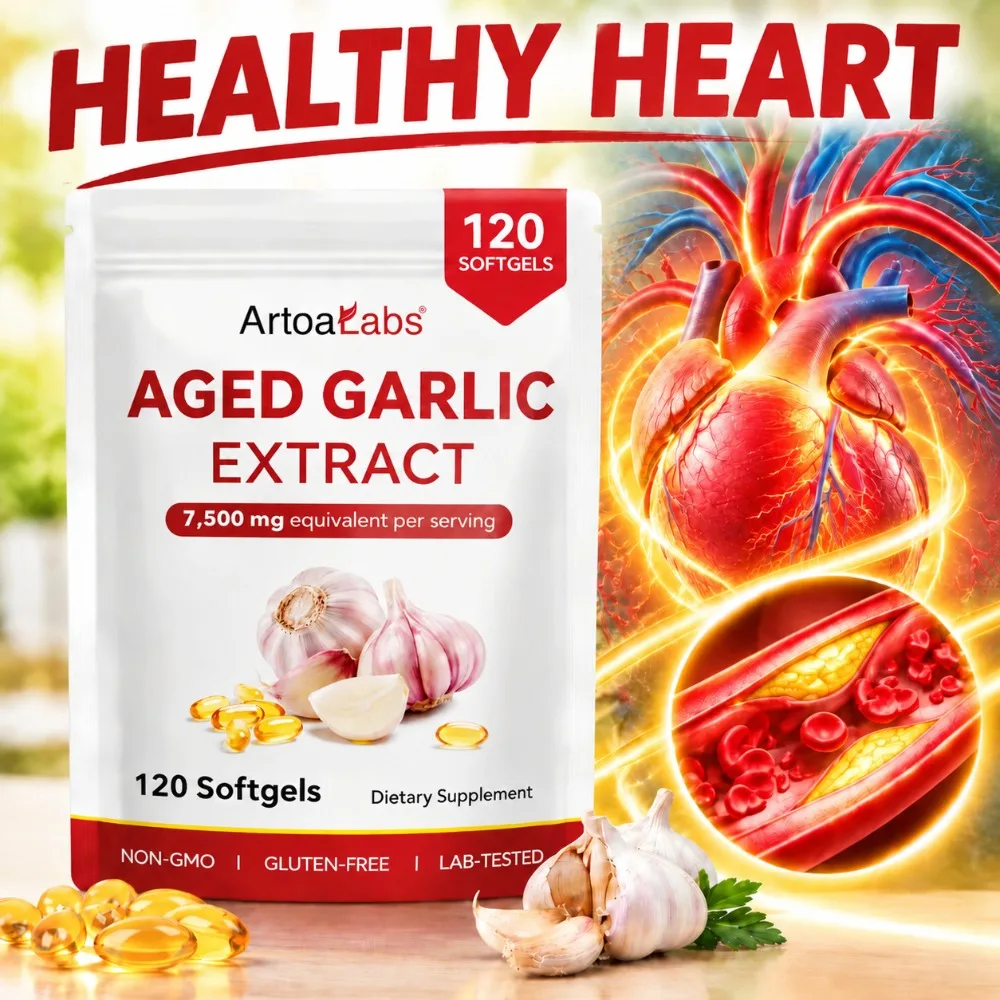 Aged Garlic Extract Softgels Maintain Blood Pressure & Cholesterol Health, Enhance Cardiovascular Function, Boost Immunity 120Ct