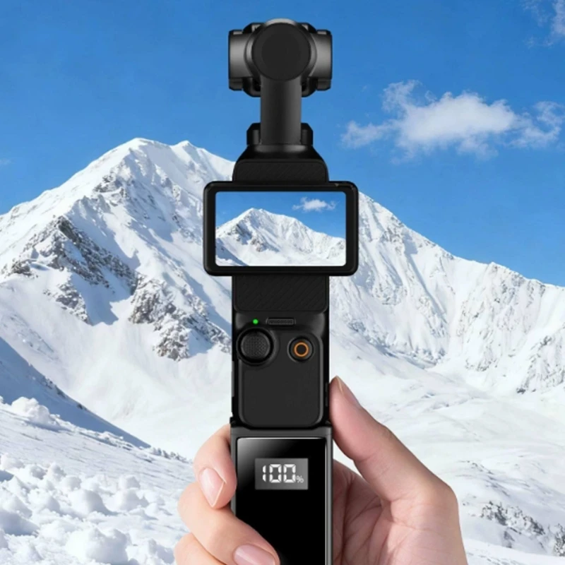 Battery Handle for Pocket 3 Pocket 4, 5000mAh Rechargeable Grip with Digital Display, Charging Port, Threaded Base Mount, F19E