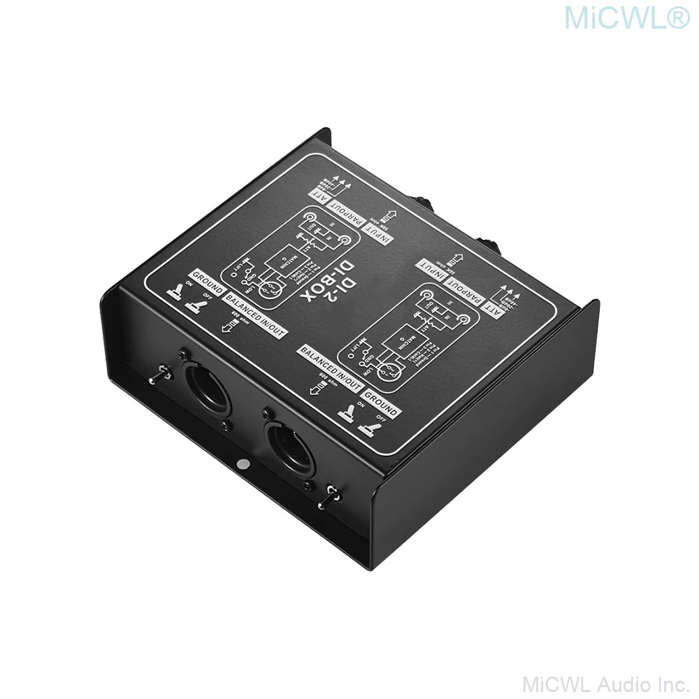 MiCWL DI-2 DI Direct Box Passive Stereo 2 Channels Audio Anti-Noise Impedor Guitar Microphones Isolator New Arrive DI2