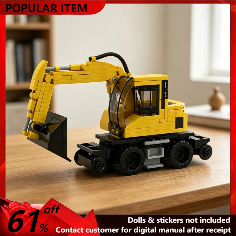 169PCS MOC Rail Wheeled Excavator Engineering Vehicle Model Building Blocks Desktop Display DIY Assembly Gifts Adults Collection