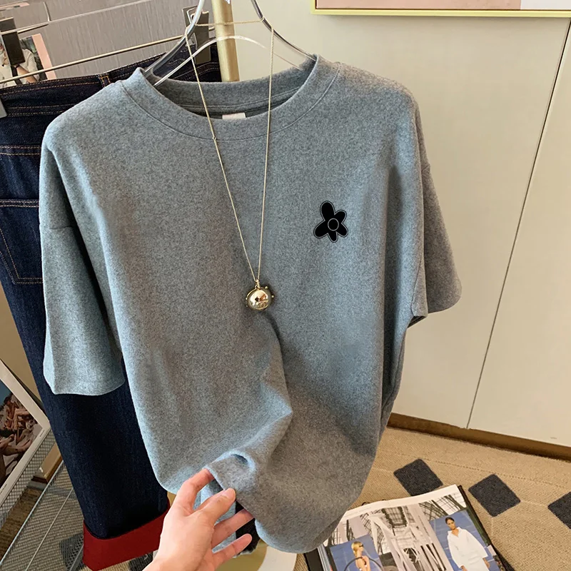 تي شيرت نسائي من القطن الخالص من Faionable ort Sve بقاعدة كتف منفوشة irt بلوزة بيضاء للتخسيس الشبابي لربيع وصيف...